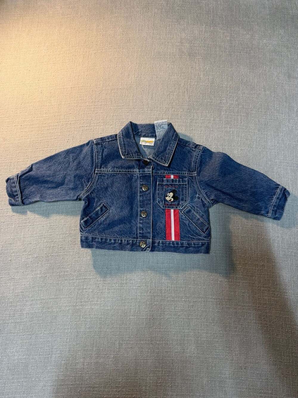 Vintage Disney Babies Mickey Mouse Embroidered Denim Jacket Size 18 Months